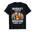 Funny Whiskey Goes Wisdom Comes Out T-Shirt - Minimalist Print Men Women - T-Shirt, Sweatshirt, Hoodie