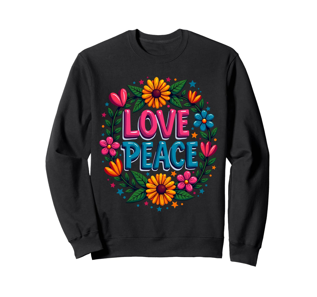 60S 70S Flower Power Groovy Love Sweatshirt - Minimalist Print Unisex - T-Shirt, Sweatshirt, Hoodie