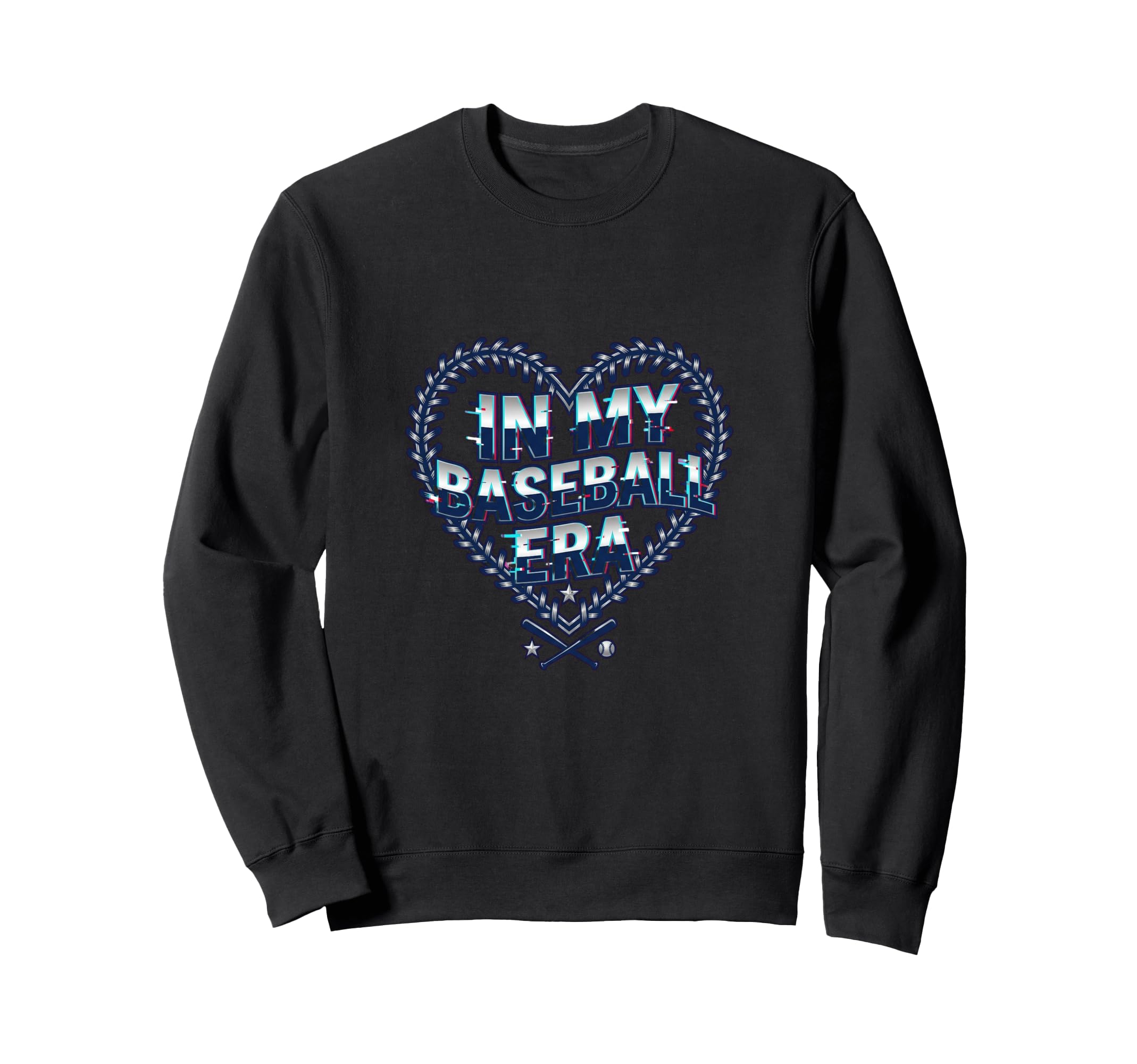 Baseball Era Heart Glitch Effect Sweatshirt - Minimalist Print Unisex - T-Shirt, Sweatshirt, Hoodie
