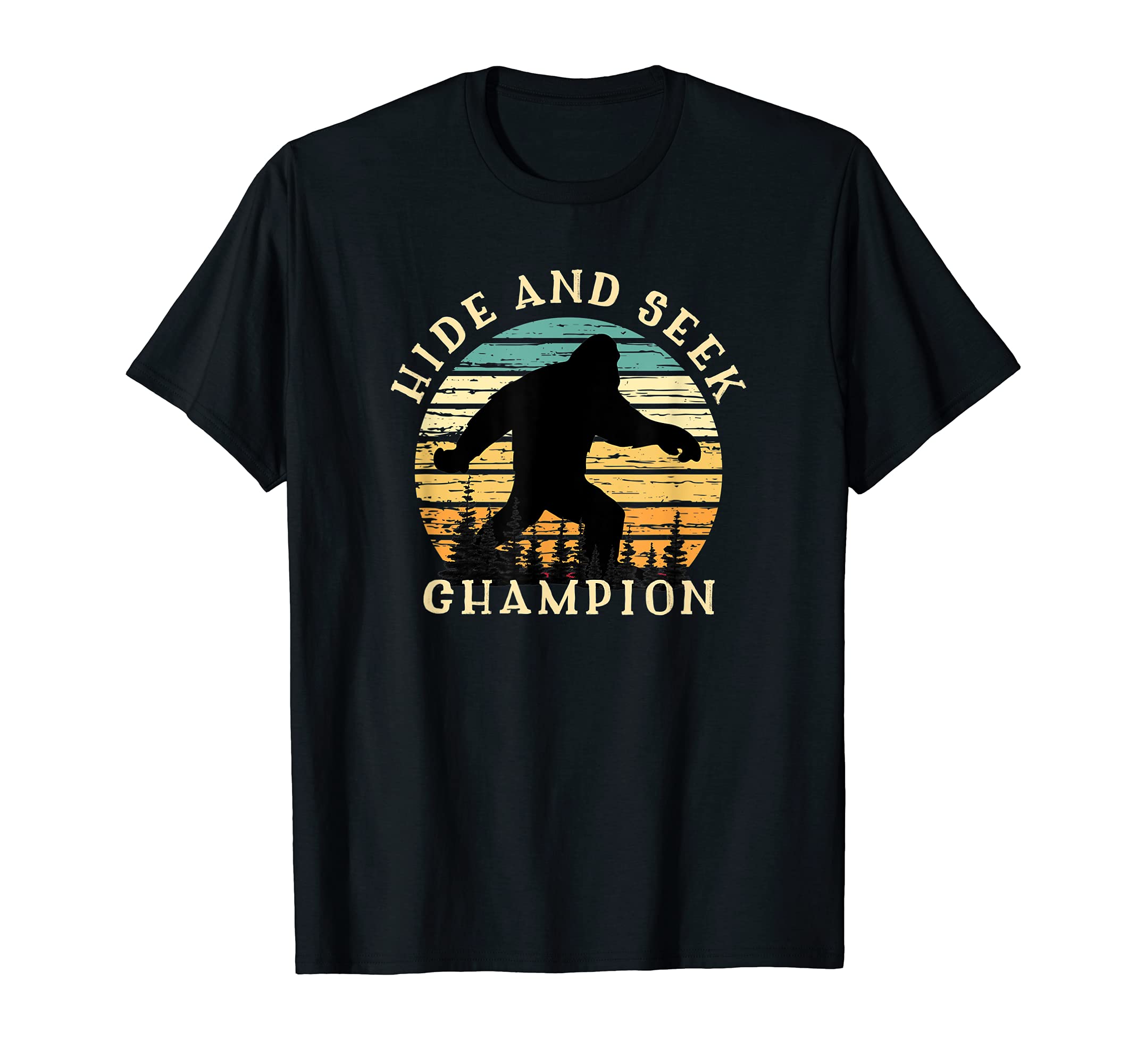Bigfoot Hide And Seek Champion Sunset T-Shirt - Fun Novelty Design Unisex - T-Shirt, Sweatshirt, Hoodie