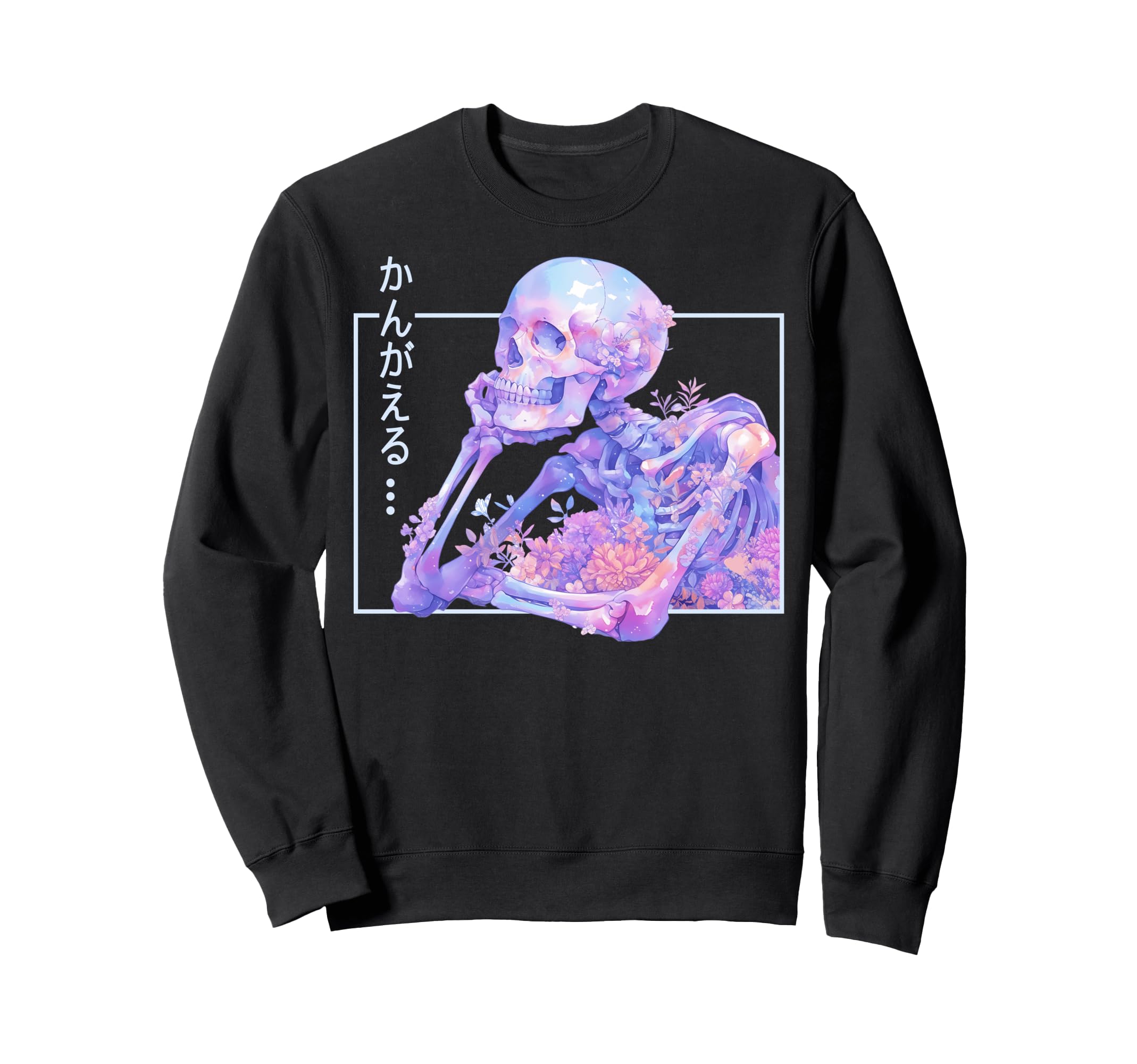 Floral Skeleton Pastel Goth Japanese Sweatshirt - Streetwear Style Unisex - T-Shirt, Sweatshirt, Hoodie