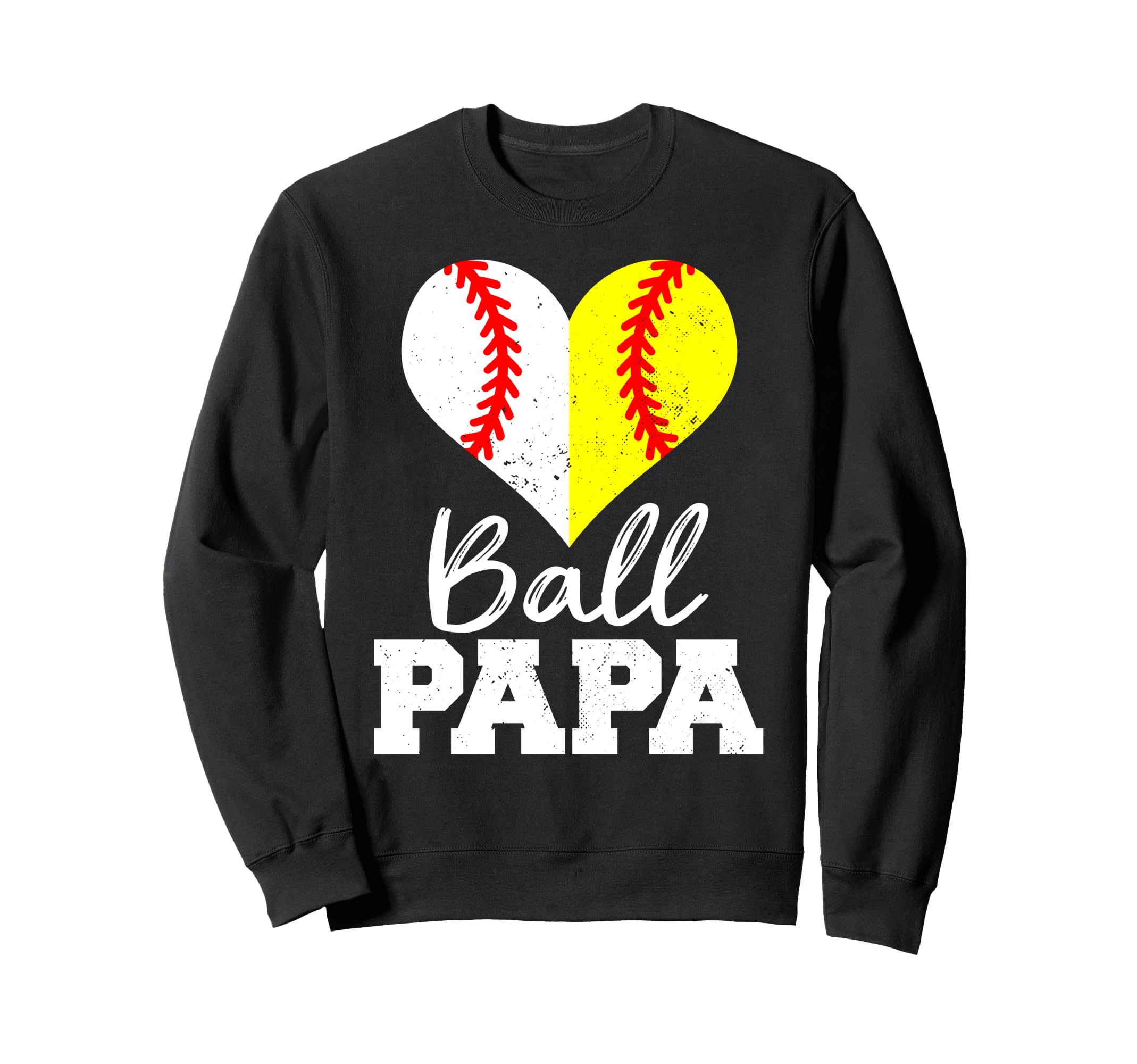 Baseball Softball Papa Heart Funny Sweatshirt - Custom Art Print Men Women - T-Shirt, Sweatshirt, Hoodie