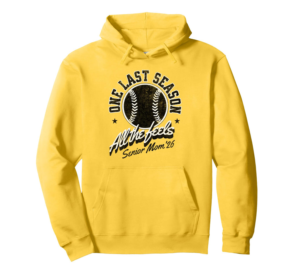 Baseball Senior Mom 2026 Distressed Hoodie - Fun Novelty Design Men Women - T-Shirt, Sweatshirt, Hoodie