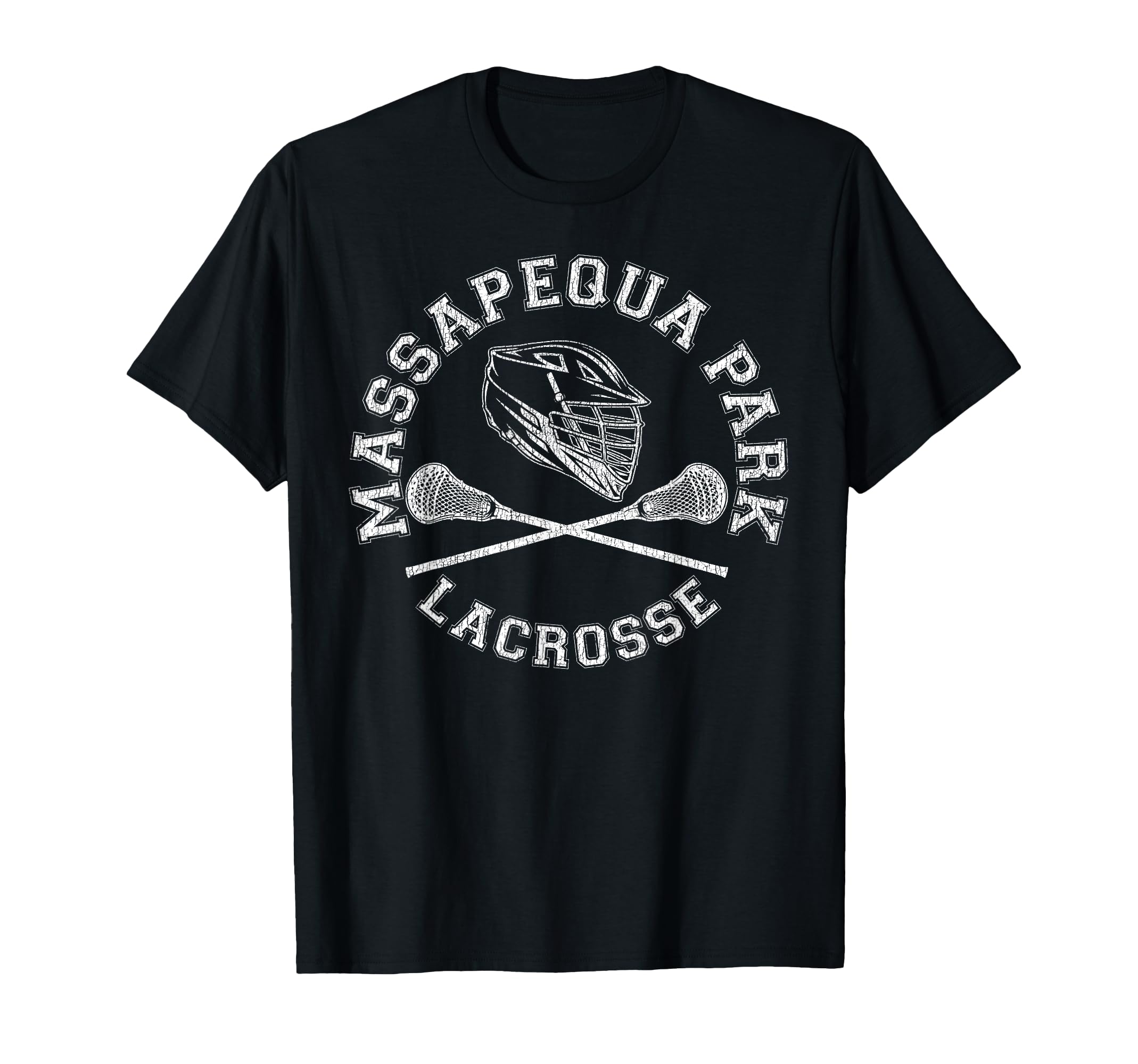 Massapequa Park Lacrosse Distressed T-Shirt - Minimalist Print Men Women - T-Shirt, Sweatshirt, Hoodie