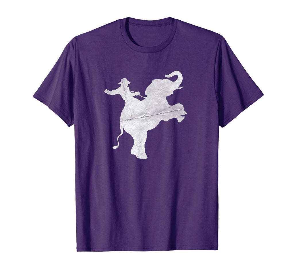 Cowboy Riding Elephant Distressed T-Shirt - Custom Art Print Men Women - T-Shirt, Sweatshirt, Hoodie