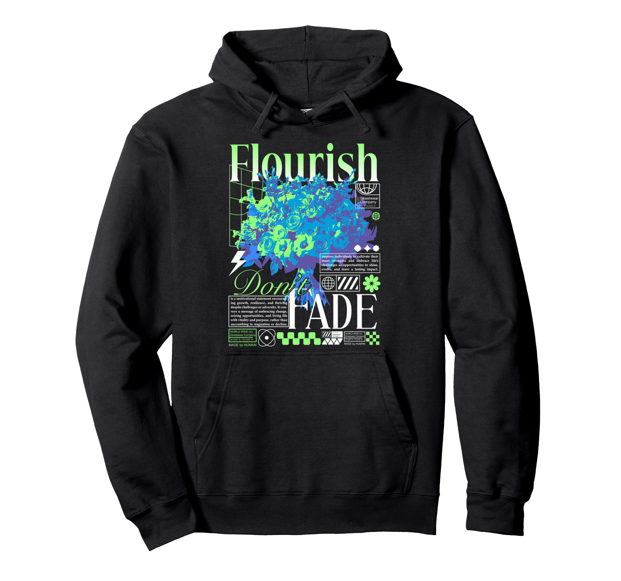 Y2K Flowers Bold Urban Graffiti Aesthetic Hoodie - Graphic Print for Adults - T-Shirt, Sweatshirt, Hoodie