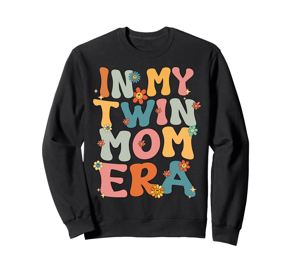 My Twin Mom Era Twin Mama Reto Groovy Sweatshirt - Graphic Print Men Women - T-Shirt, Sweatshirt, Hoodie