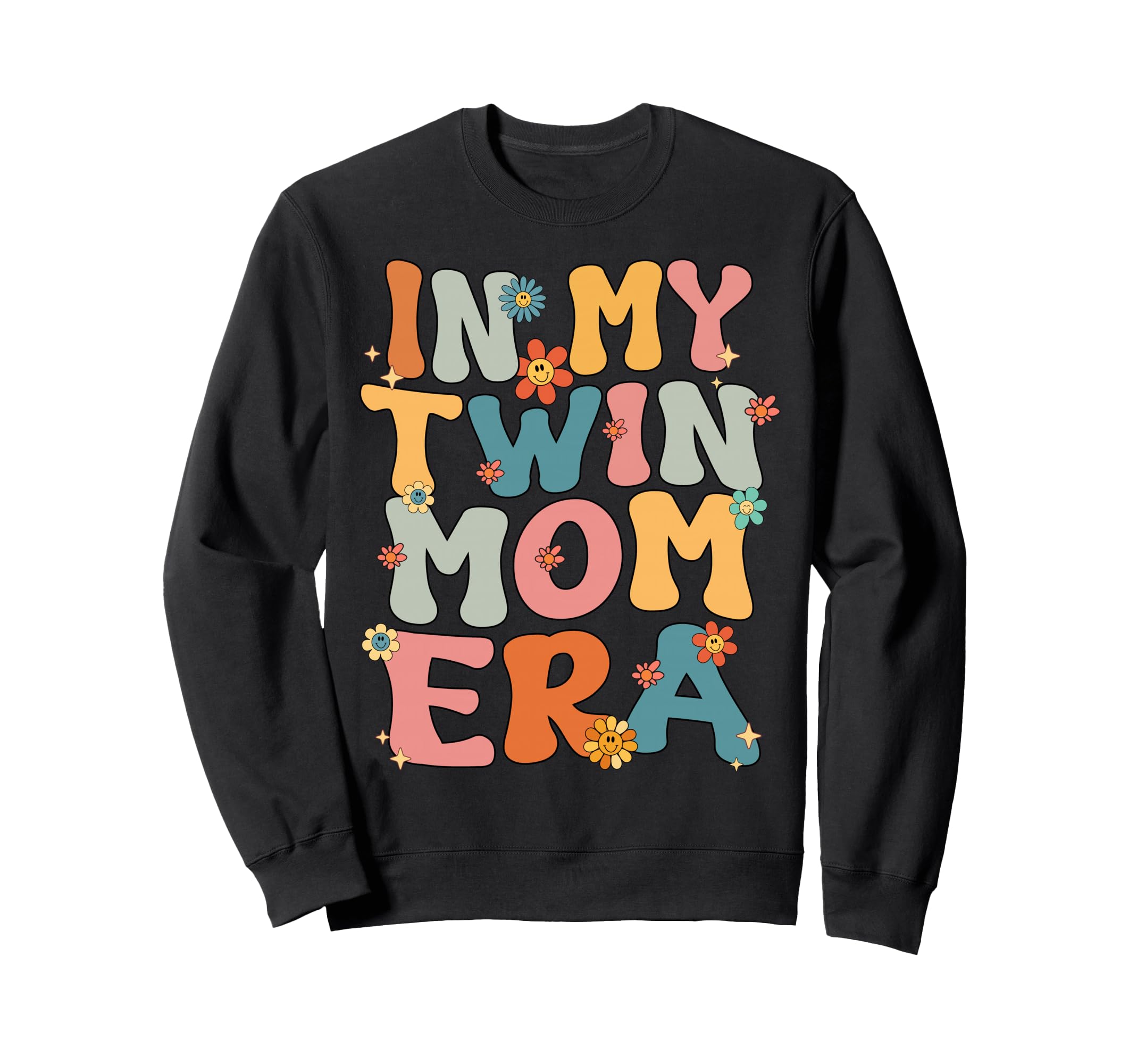 My Twin Mom Era Twin Mama Reto Groovy Sweatshirt - Graphic Print Men Women - T-Shirt, Sweatshirt, Hoodie