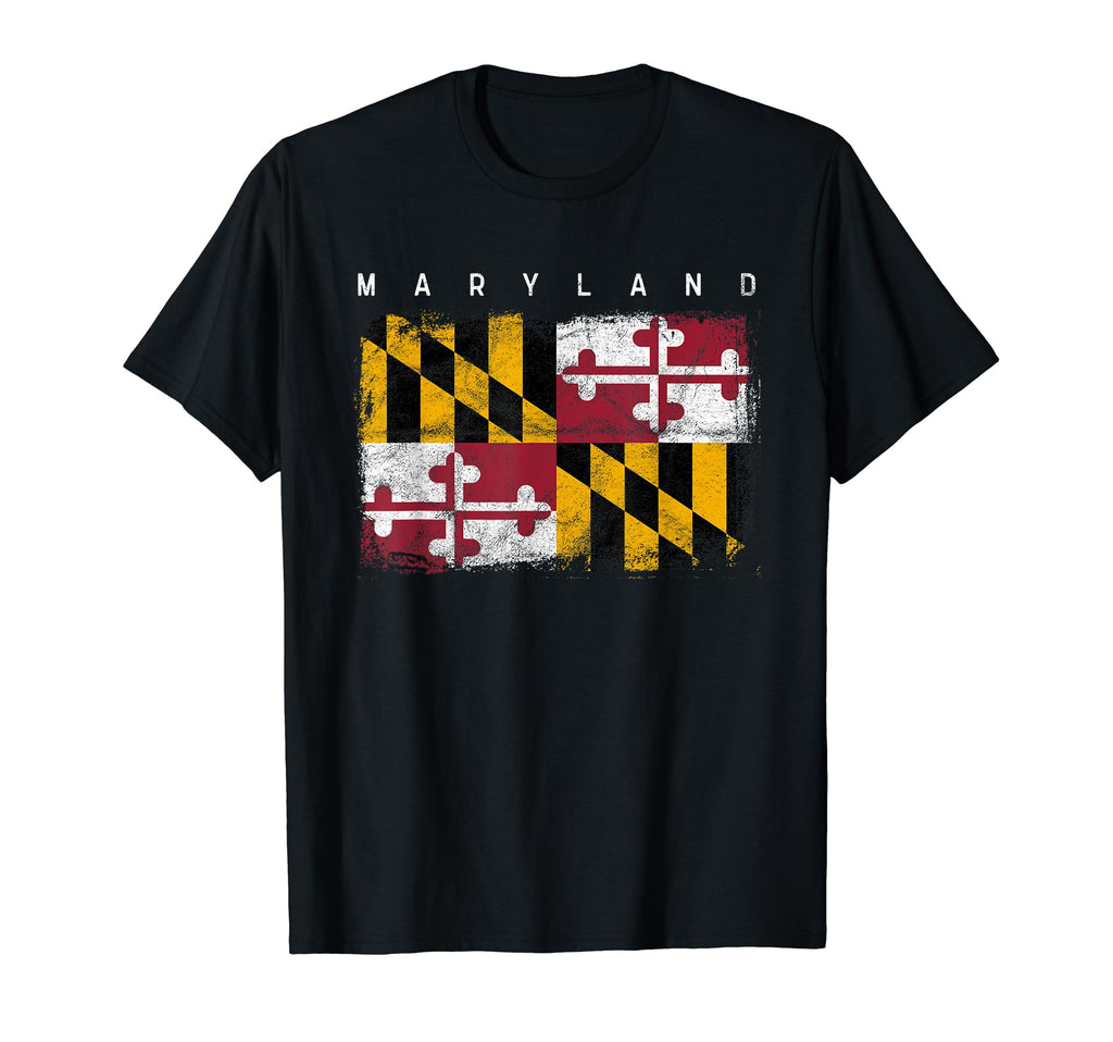 Maryland Distressed Home State Flag T-Shirt - Graphic Print for Adults - T-Shirt, Sweatshirt, Hoodie