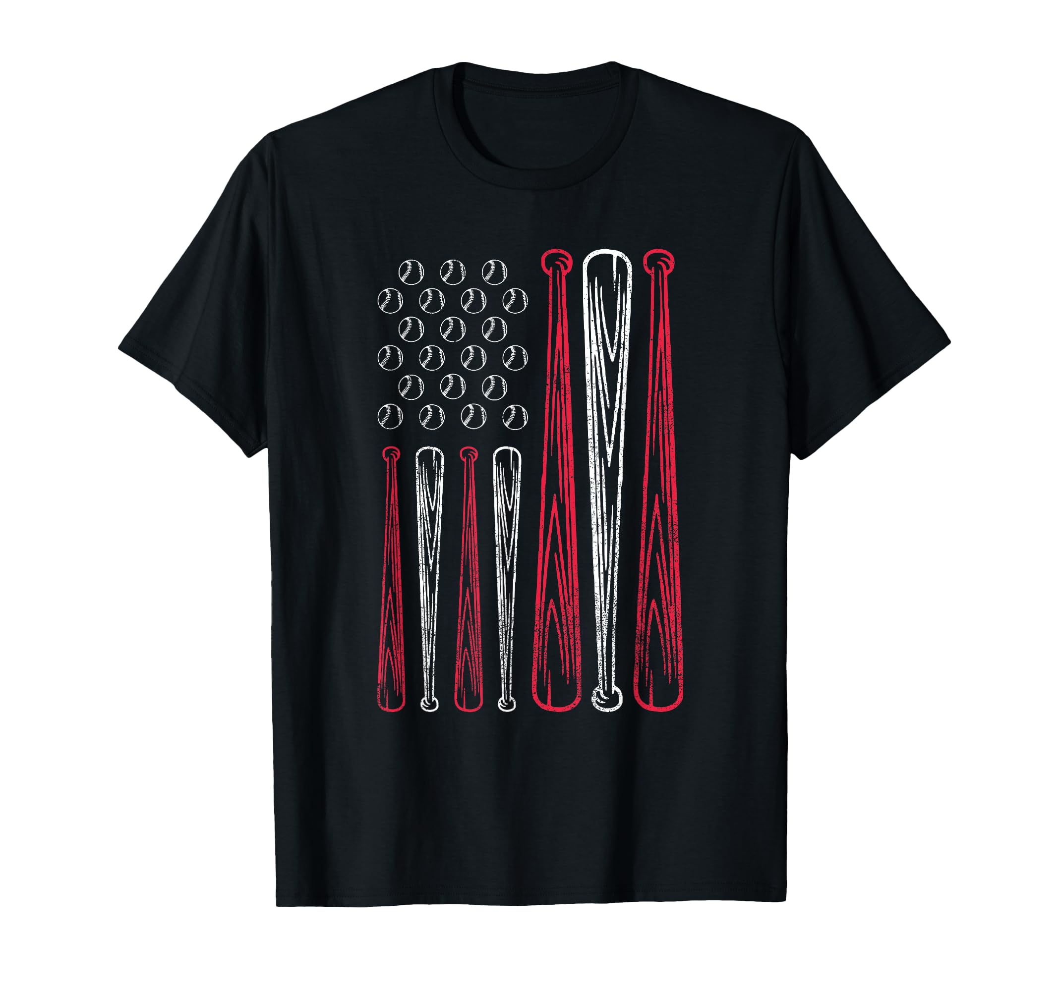 Usa American Flag Baseball Red White T-Shirt - Graphic Print Men Women - T-Shirt, Sweatshirt, Hoodie