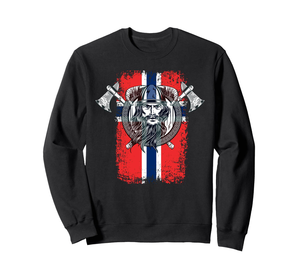 Norwegian Viking Flag Distressed Sweatshirt - Streetwear Style for Adults - T-Shirt, Sweatshirt, Hoodie