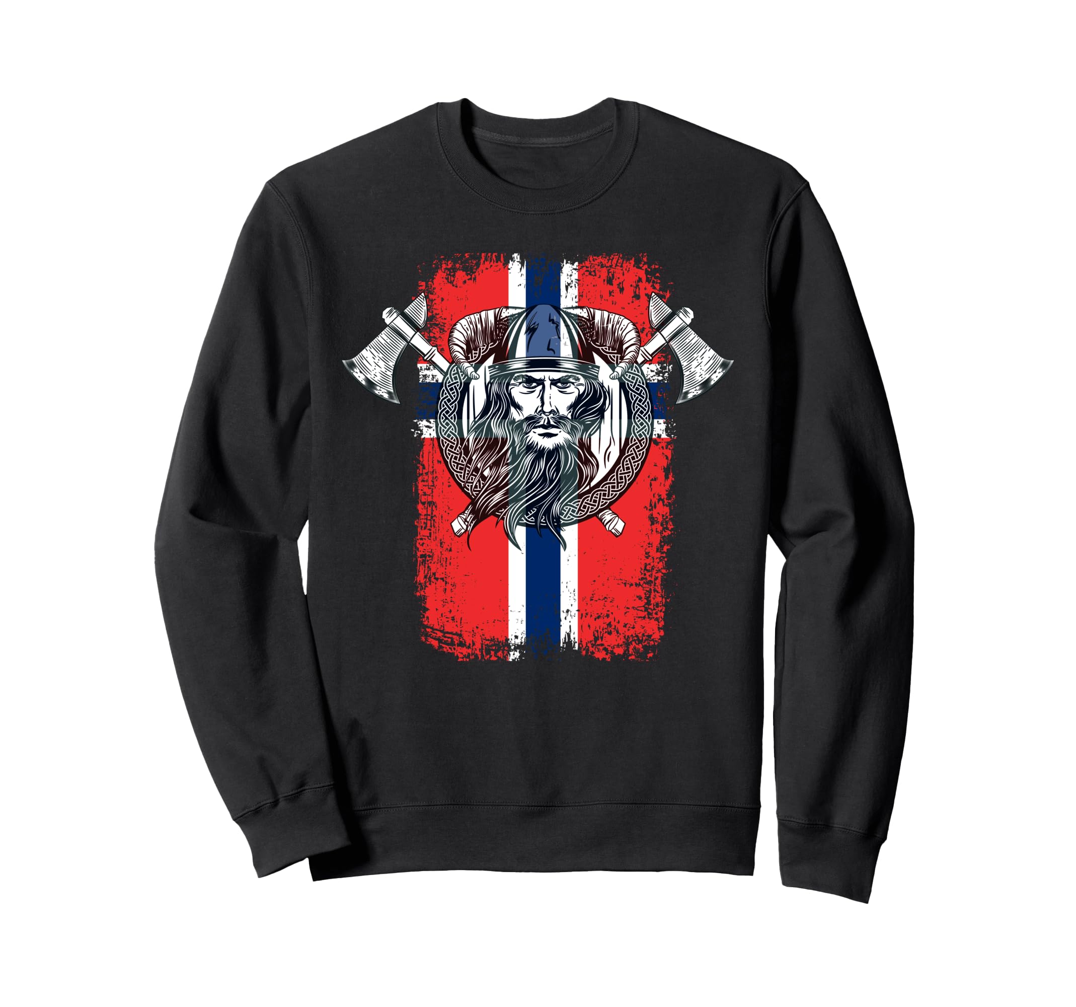 Norwegian Viking Flag Distressed Sweatshirt - Streetwear Style for Adults - T-Shirt, Sweatshirt, Hoodie