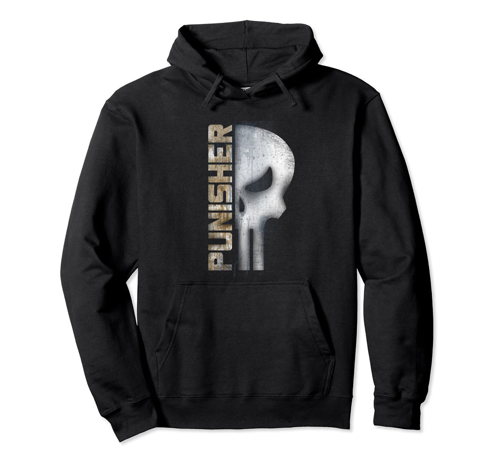 Marvel Punisher Distressed Half Skull Hoodie - Custom Art Print for Adults - T-Shirt, Sweatshirt, Hoodie