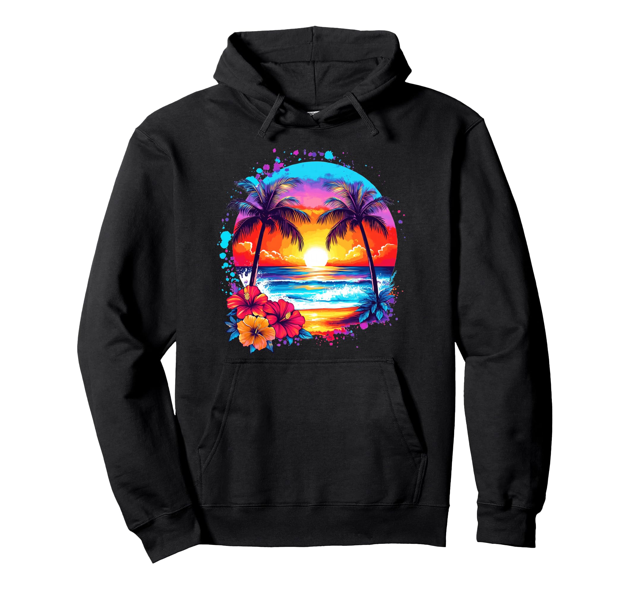 Summer Vacation Beach Palm Trees Hoodie - Fun Novelty Design Unisex - T-Shirt, Sweatshirt, Hoodie