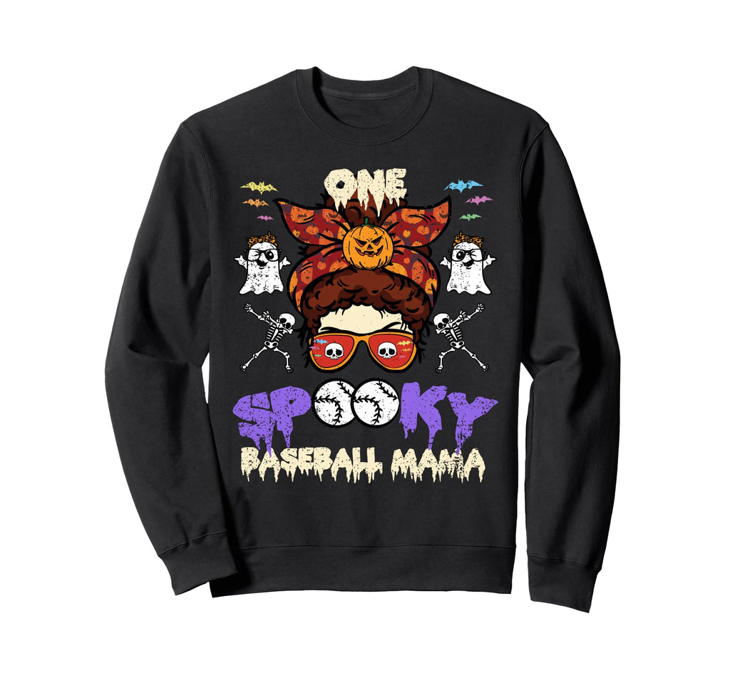 Spooky Baseball Mama Halloween Sweatshirt - Minimalist Print for Adults - T-Shirt, Sweatshirt, Hoodie
