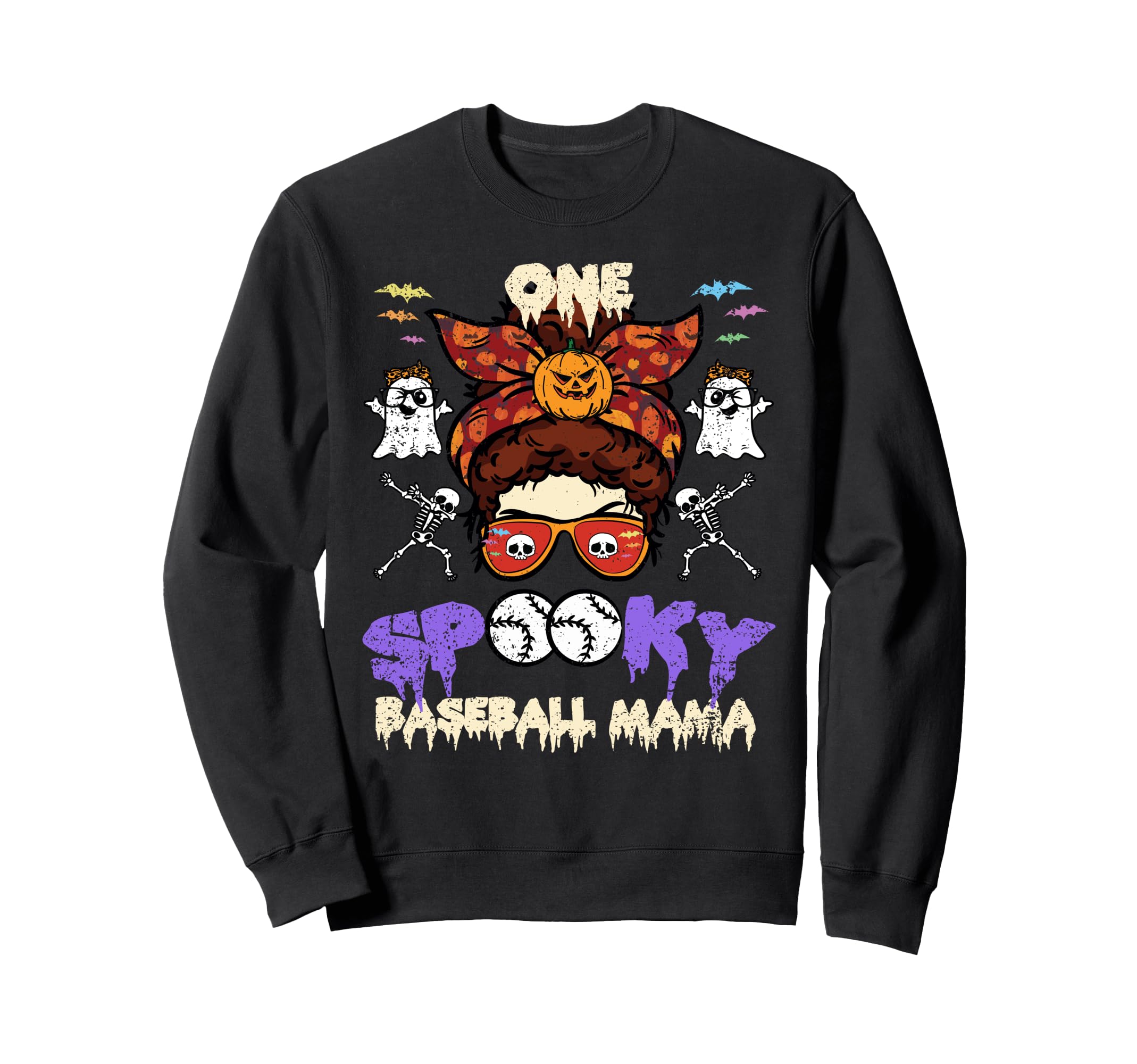 Spooky Baseball Mama Halloween Sweatshirt - Minimalist Print for Adults - T-Shirt, Sweatshirt, Hoodie