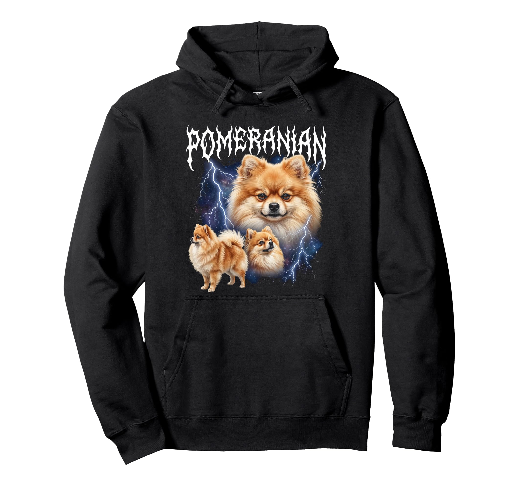 Pomeranian 90S Heavy Metal Dog Hoodie - Fun Novelty Design Men Women - T-Shirt, Sweatshirt, Hoodie