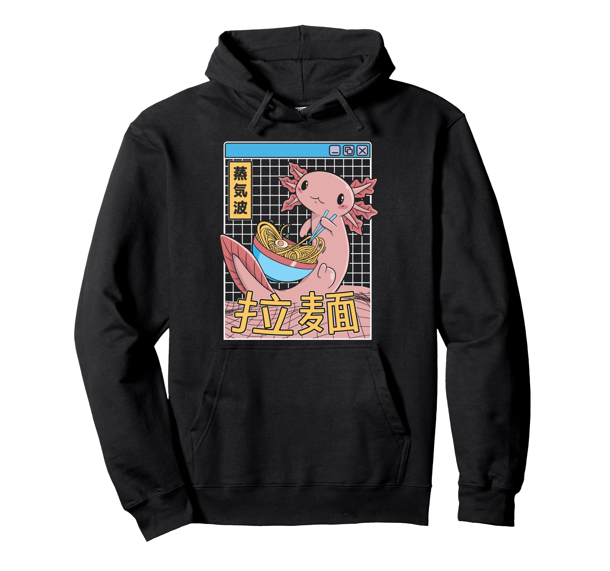 Axolotl Ramen Noodles Kawaii Hoodie - Aesthetic Graphic Men Women - T-Shirt, Sweatshirt, Hoodie