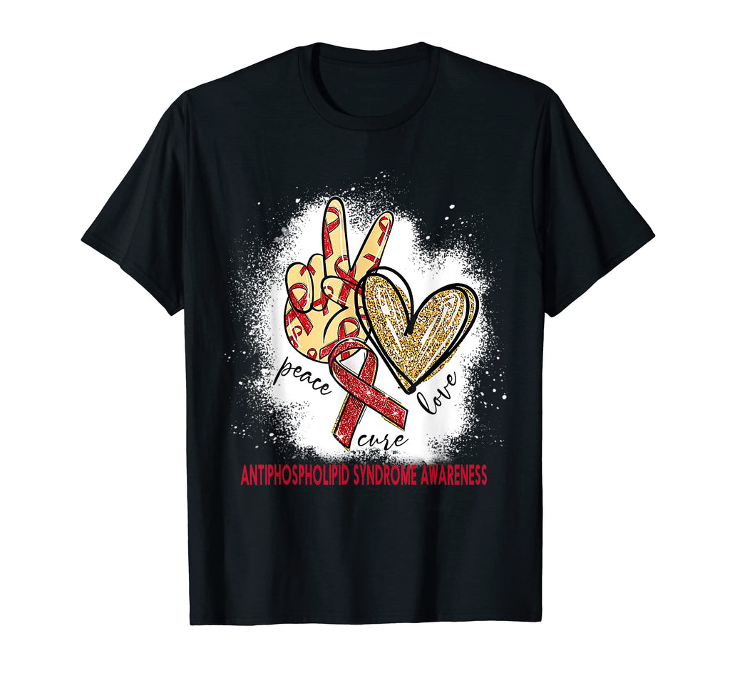 Peace Love Cure Bleached T-Shirt - Custom Art Print Unisex - T-Shirt, Sweatshirt, Hoodie