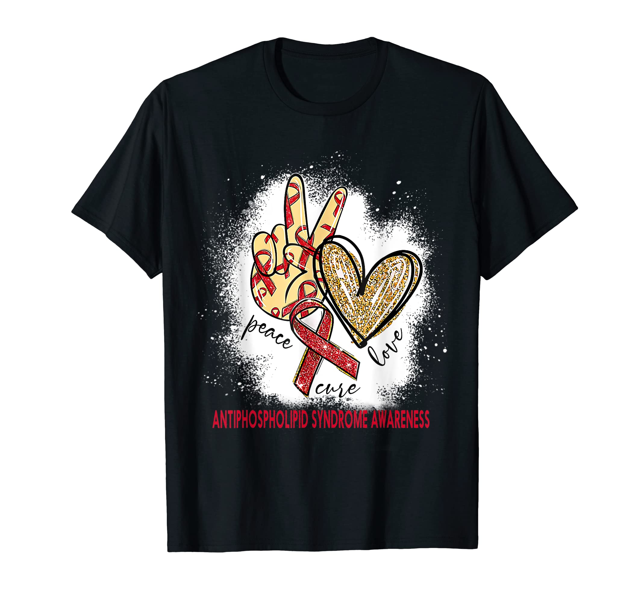 Peace Love Cure Bleached T-Shirt - Custom Art Print Unisex - T-Shirt, Sweatshirt, Hoodie