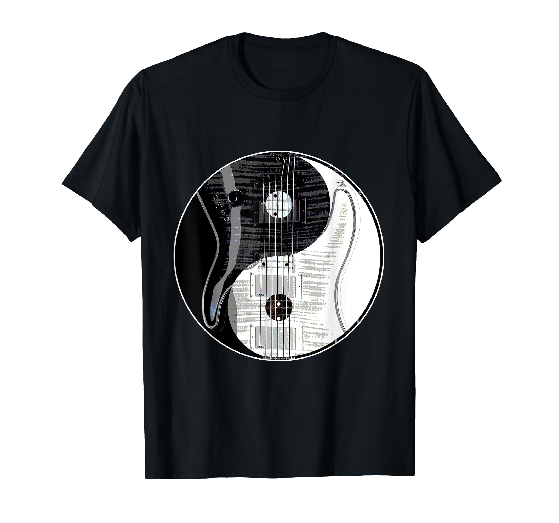 Electric Guitar Yin Yang Black T-Shirt - Aesthetic Graphic for Adults - T-Shirt, Sweatshirt, Hoodie