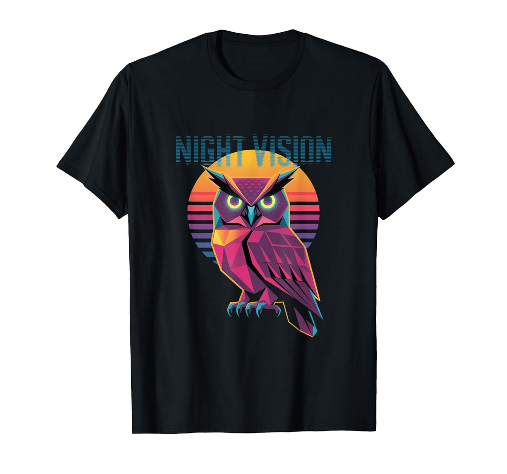 Night Vision Geometric Owl Sunset T-Shirt - Trendy Graphic for Adults - T-Shirt, Sweatshirt, Hoodie