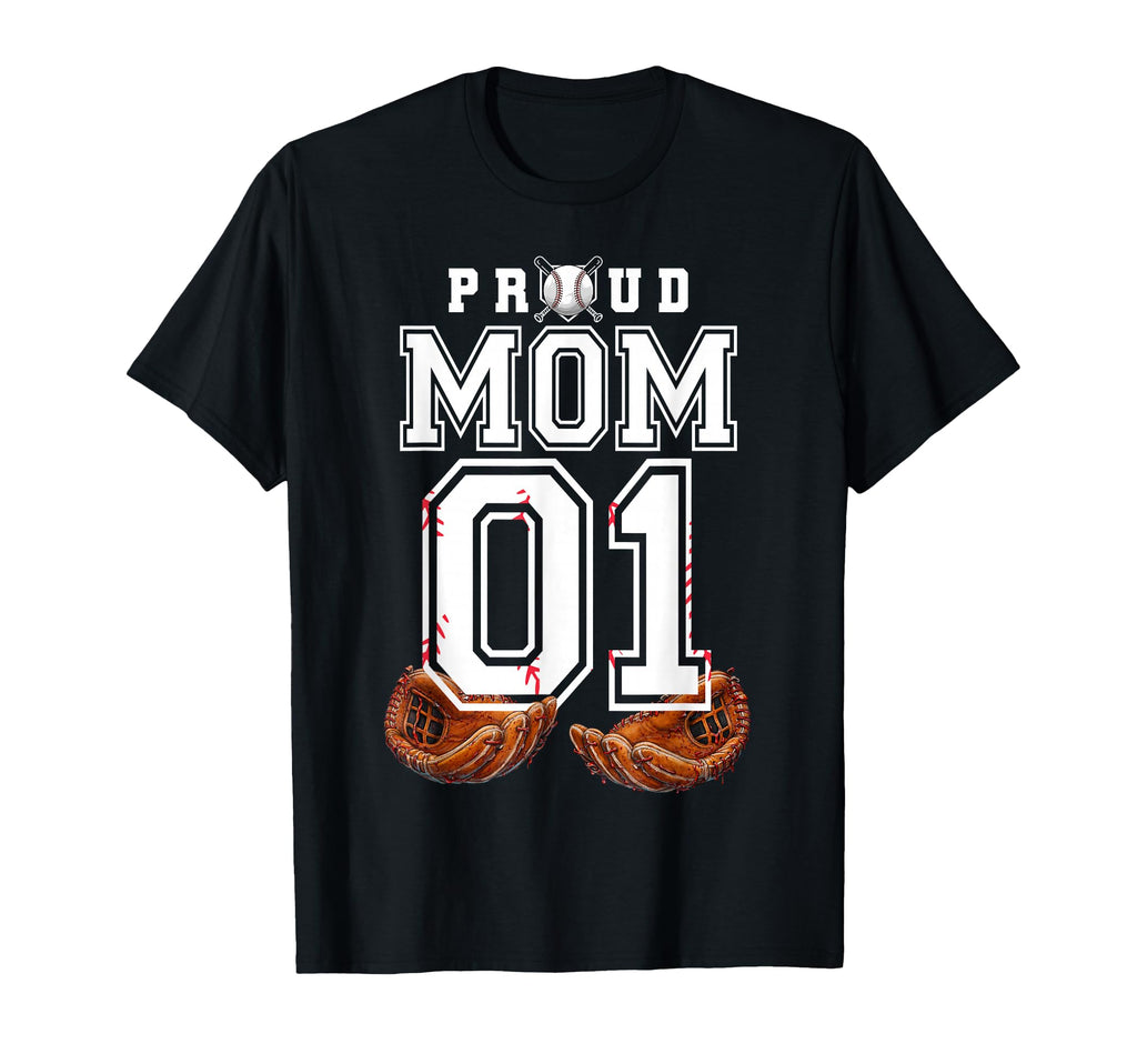 Proud Mom Baseball Player Number 1 T-Shirt - Aesthetic Graphic for Adults - T-Shirt, Sweatshirt, Hoodie