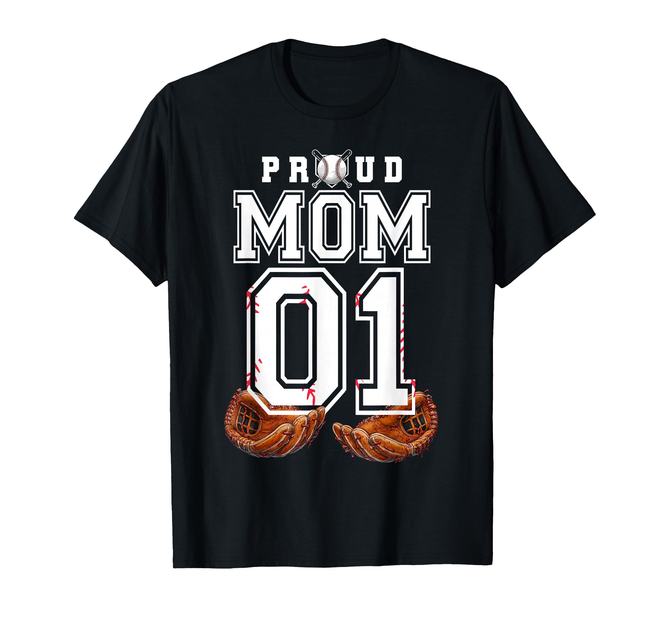 Proud Mom Baseball Player Number 1 T-Shirt - Aesthetic Graphic for Adults - T-Shirt, Sweatshirt, Hoodie