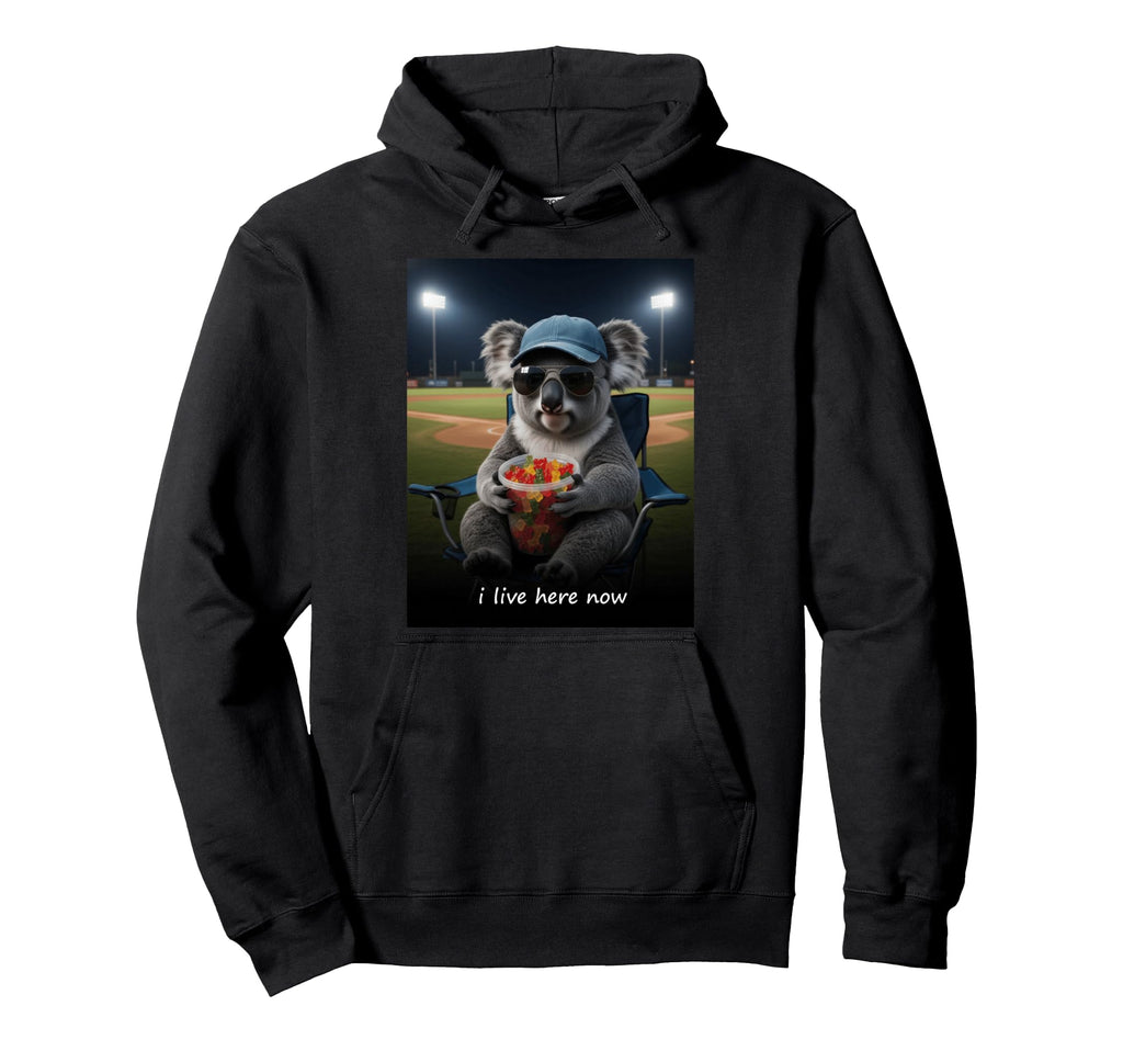 Koala Baseball Mom I Live Here Now Hoodie - Aesthetic Graphic for Adults - T-Shirt, Sweatshirt, Hoodie
