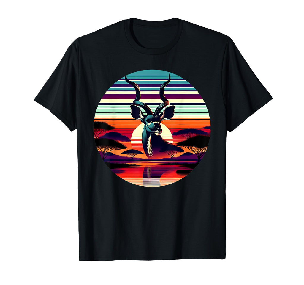 Kudu Sunset Safari 70S T-Shirt - Novelty Apparel for Adults - T-Shirt, Sweatshirt, Hoodie