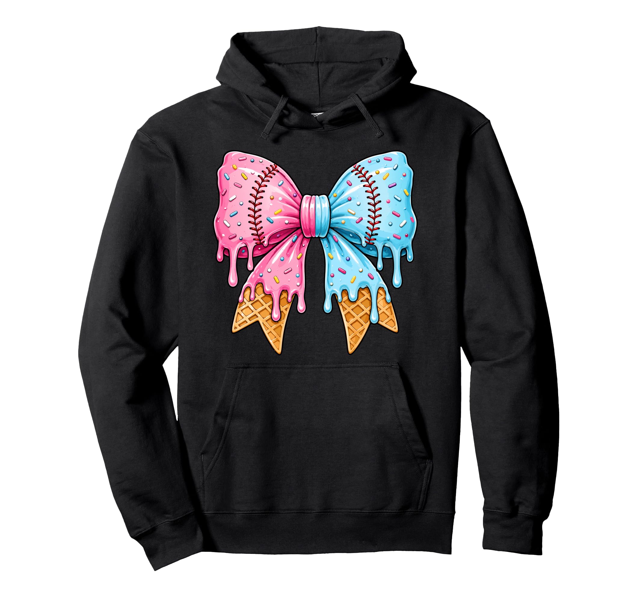Ice Cream Drip Baseball Bow Mom Hoodie - Graphic Print Unisex - T-Shirt, Sweatshirt, Hoodie