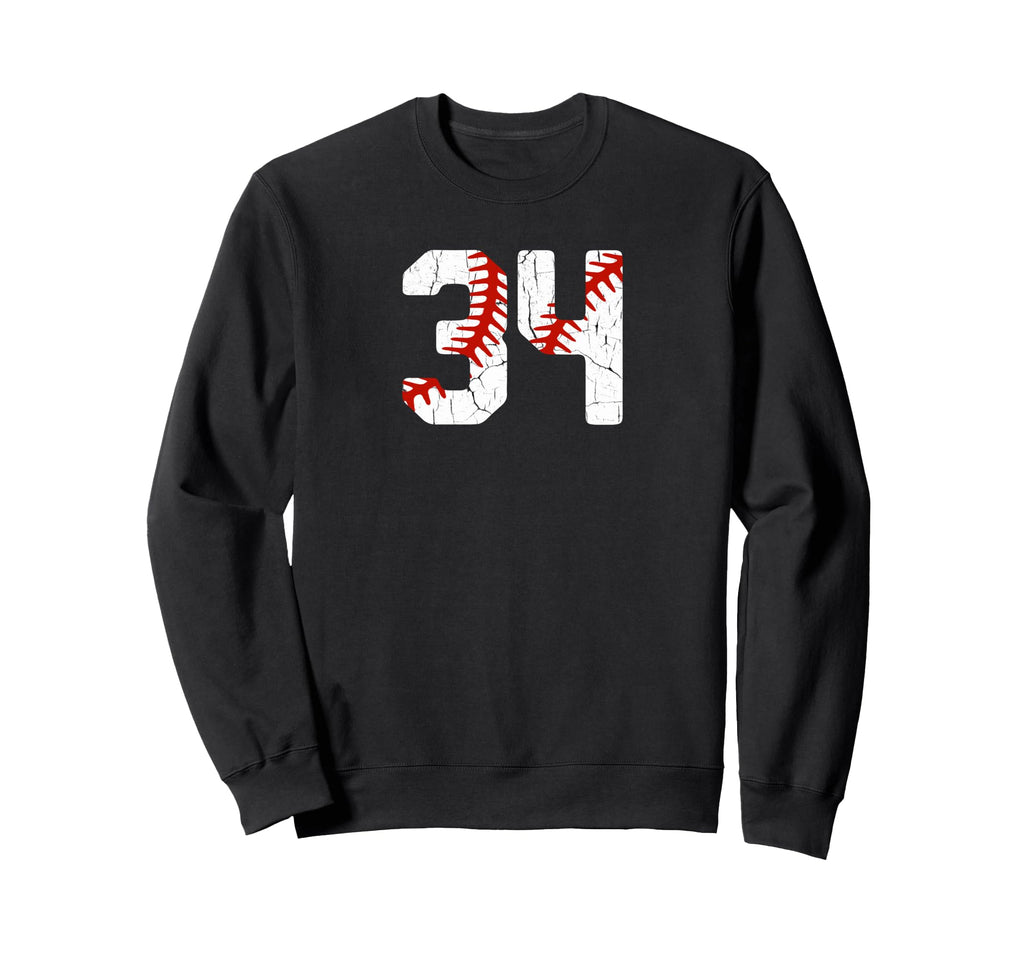Baseball Player Jersey Number 34 Sweatshirt - Custom Art Print Men Women - T-Shirt, Sweatshirt, Hoodie