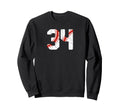 Baseball Player Jersey Number 34 Sweatshirt - Custom Art Print Men Women - T-Shirt, Sweatshirt, Hoodie