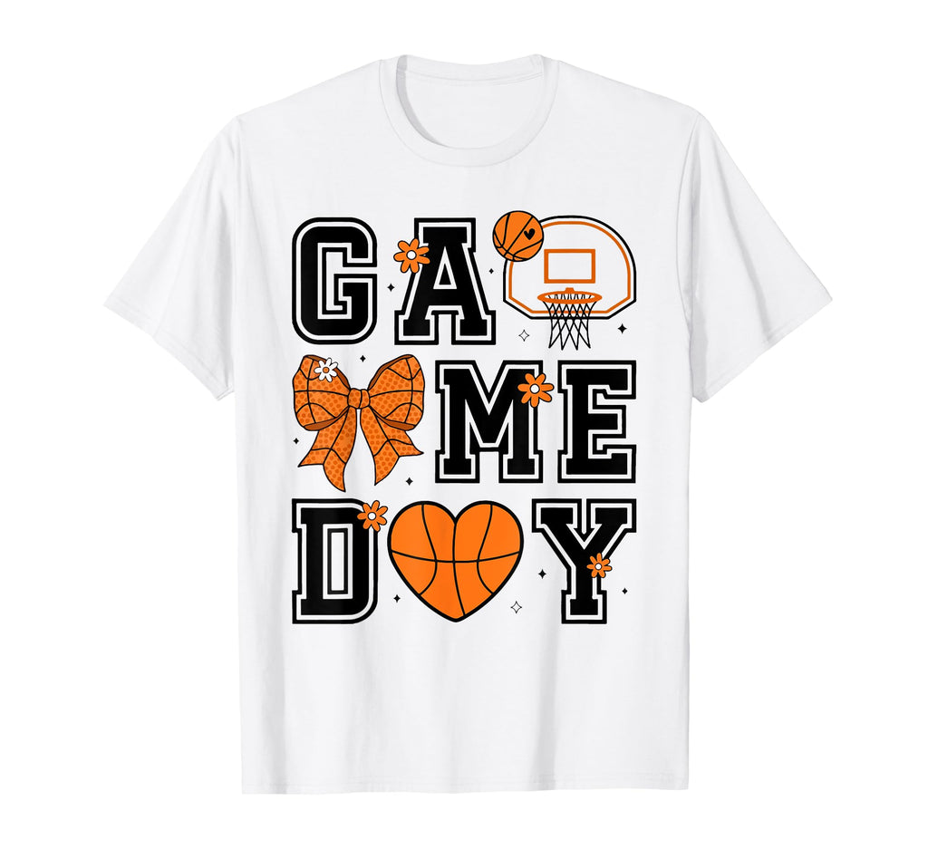 Game Day Basketball Coquette Bow T-Shirt - Casual Everyday Wear Men Women - T-Shirt, Sweatshirt, Hoodie