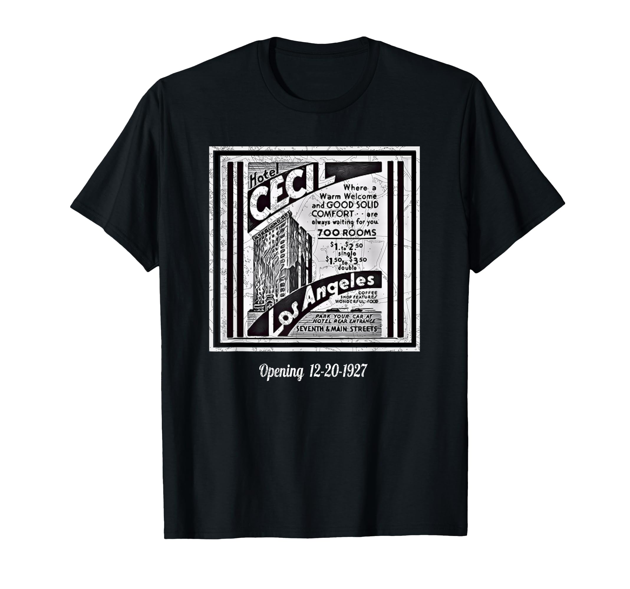 Hotel Cecil Ad Distressed T-Shirt - Casual Everyday Wear Men Women - T-Shirt, Sweatshirt, Hoodie