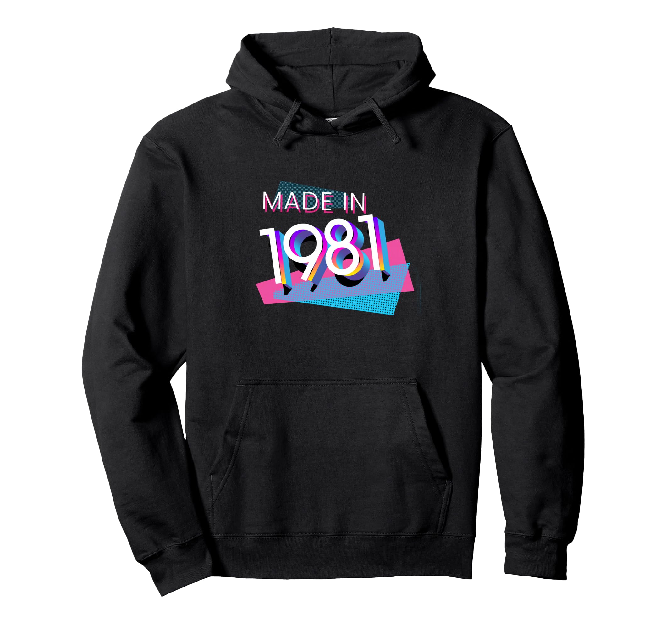 Made 1981 Y2K 80S 45Th Birthday Hoodie - Minimalist Print for Adults - T-Shirt, Sweatshirt, Hoodie