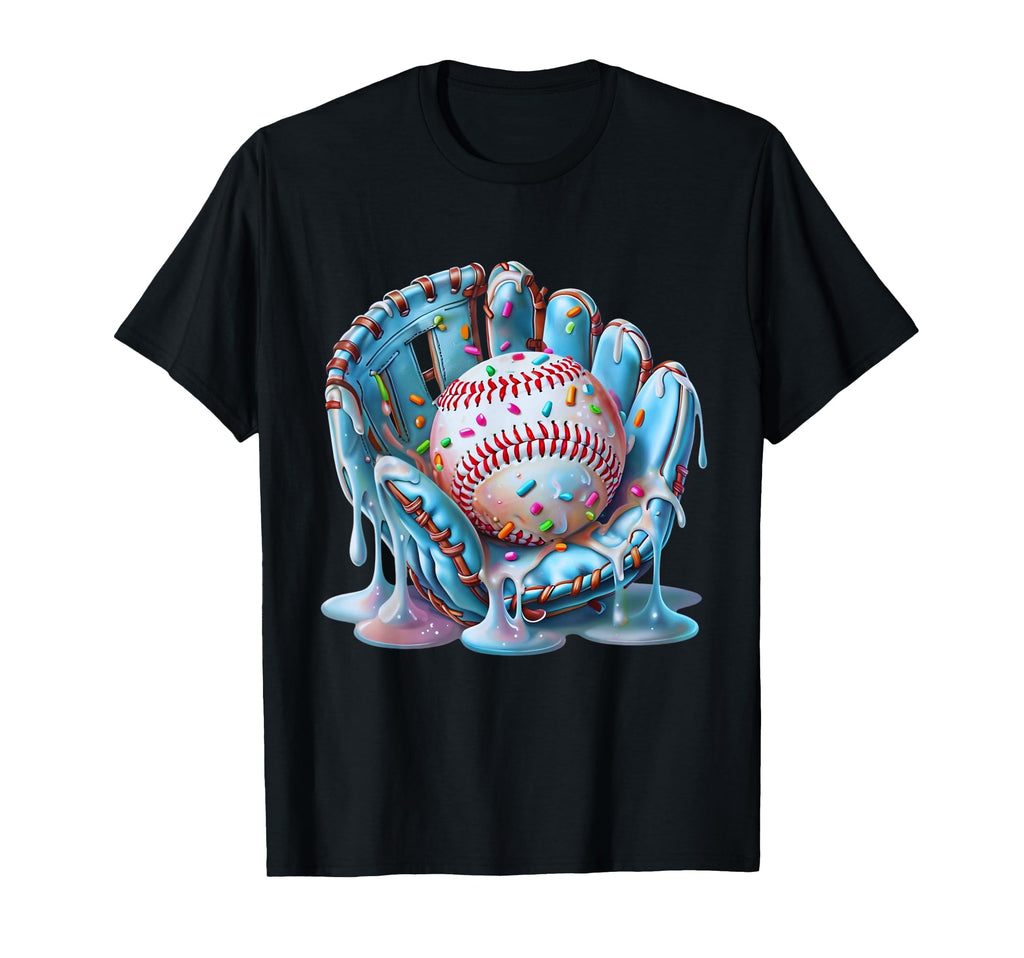 Baseball Glove Drip Ice Cream Drip T-Shirt - Aesthetic Graphic for Adults - T-Shirt, Sweatshirt, Hoodie