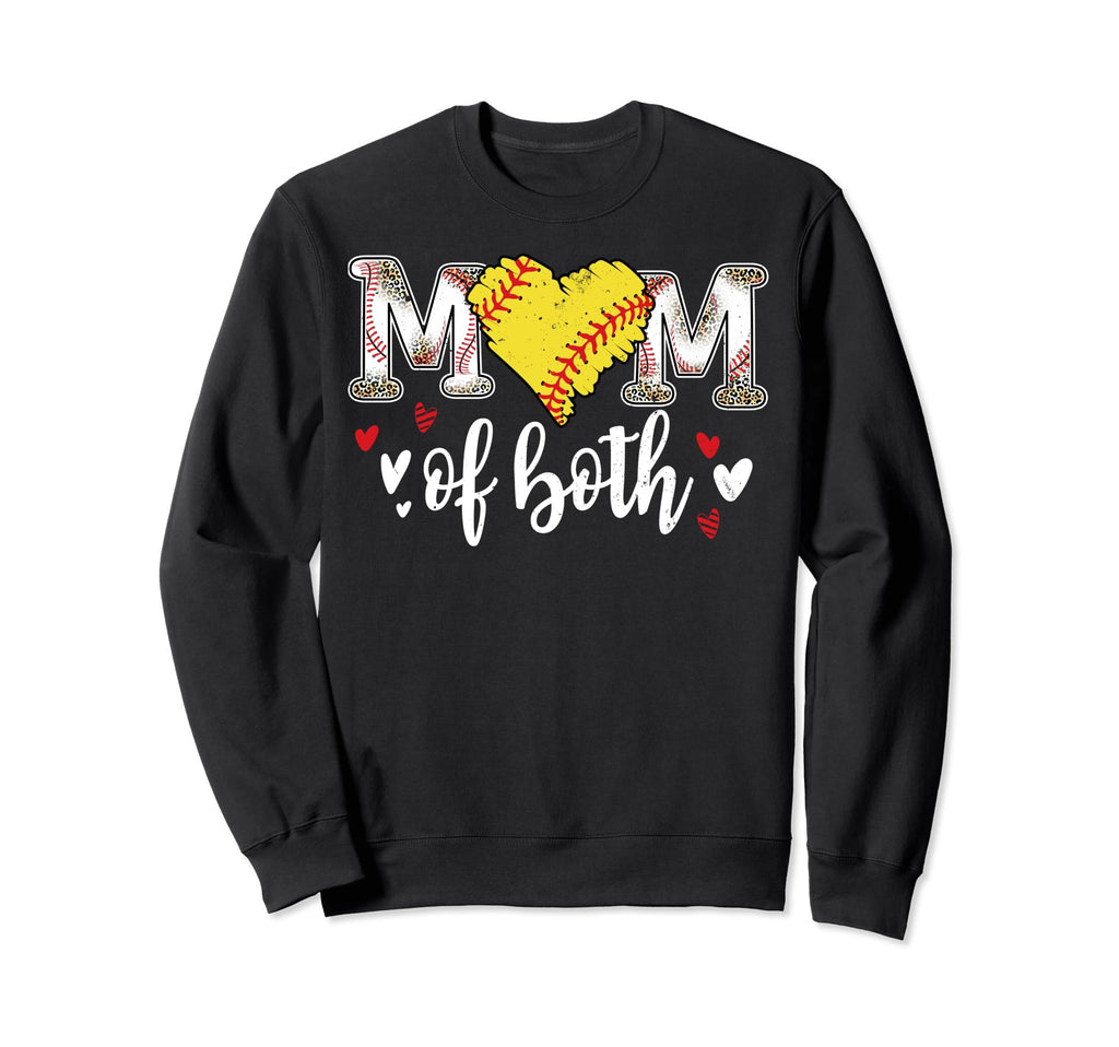 Mom Both Baseball Softball Heart Sweatshirt - Trendy Graphic Men Women - T-Shirt, Sweatshirt, Hoodie