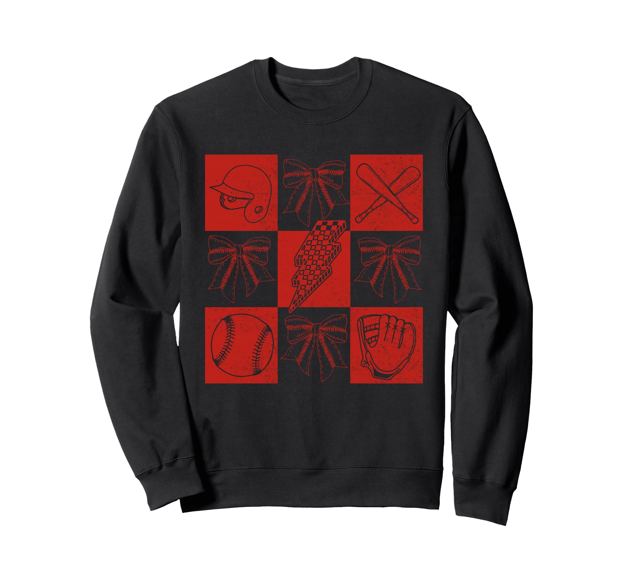 Baseball Mama Coquette Checkered Sweatshirt - Graphic Print Unisex - T-Shirt, Sweatshirt, Hoodie