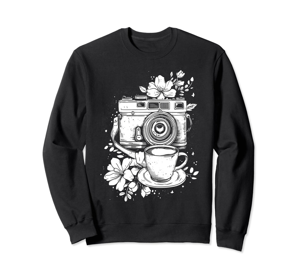 Photographer Coffee Camera Flowers Sweatshirt - Streetwear Style Men Women - T-Shirt, Sweatshirt, Hoodie