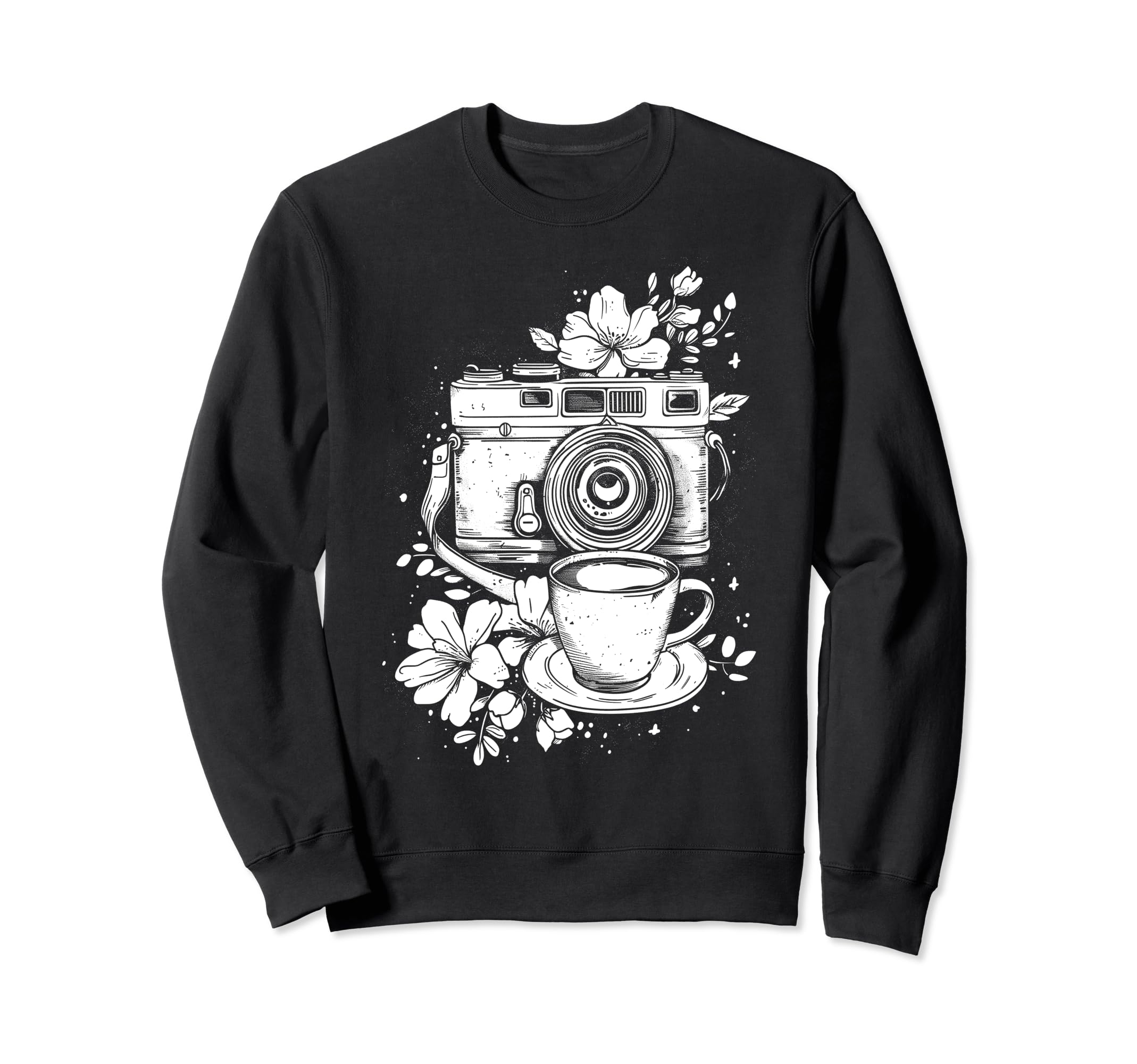 Photographer Coffee Camera Flowers Sweatshirt - Streetwear Style Men Women - T-Shirt, Sweatshirt, Hoodie