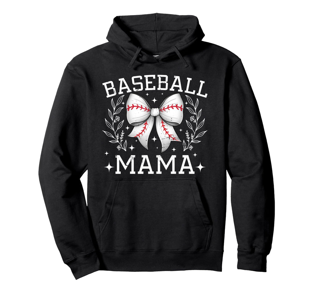 Coquette Bow Baseball Mama Game Day Hoodie - Minimalist Print for Adults - T-Shirt, Sweatshirt, Hoodie