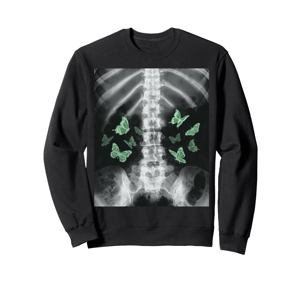 Xray Skeleton Green Butterfly Egirl Sweatshirt - Fun Novelty Design Unisex - T-Shirt, Sweatshirt, Hoodie