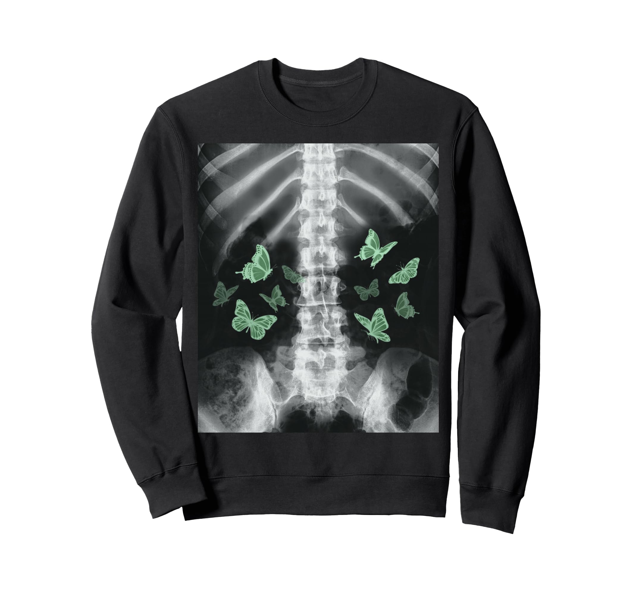 Xray Skeleton Green Butterfly Egirl Sweatshirt - Fun Novelty Design Unisex - T-Shirt, Sweatshirt, Hoodie