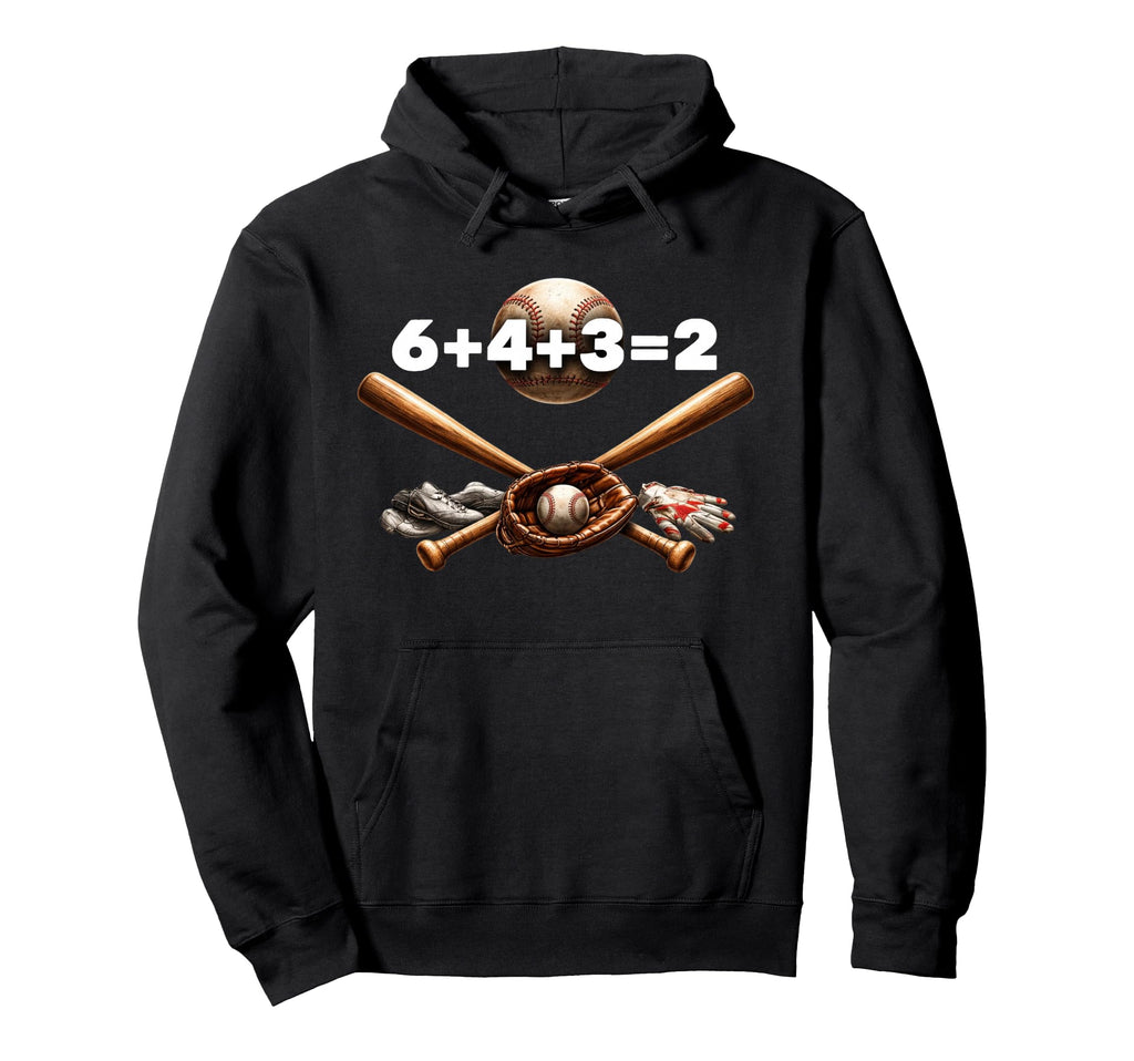 6 4 3 2 Double Play Baseball Player Hoodie - Graphic Print for Adults - T-Shirt, Sweatshirt, Hoodie