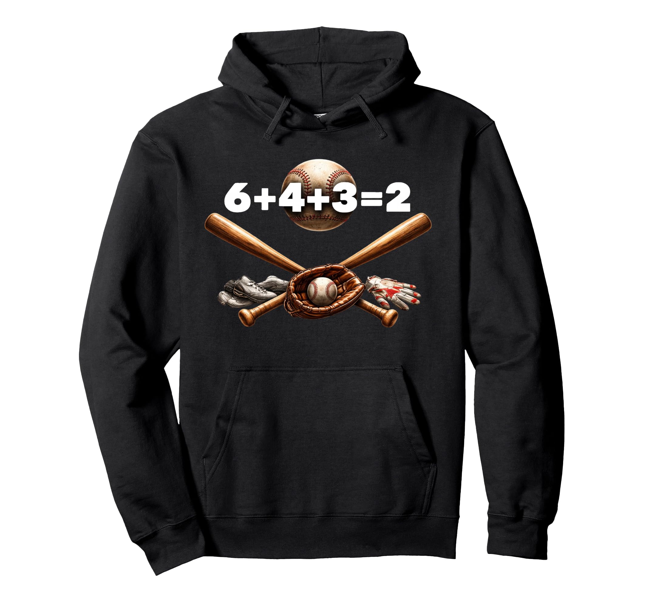 6 4 3 2 Double Play Baseball Player Hoodie - Graphic Print for Adults - T-Shirt, Sweatshirt, Hoodie