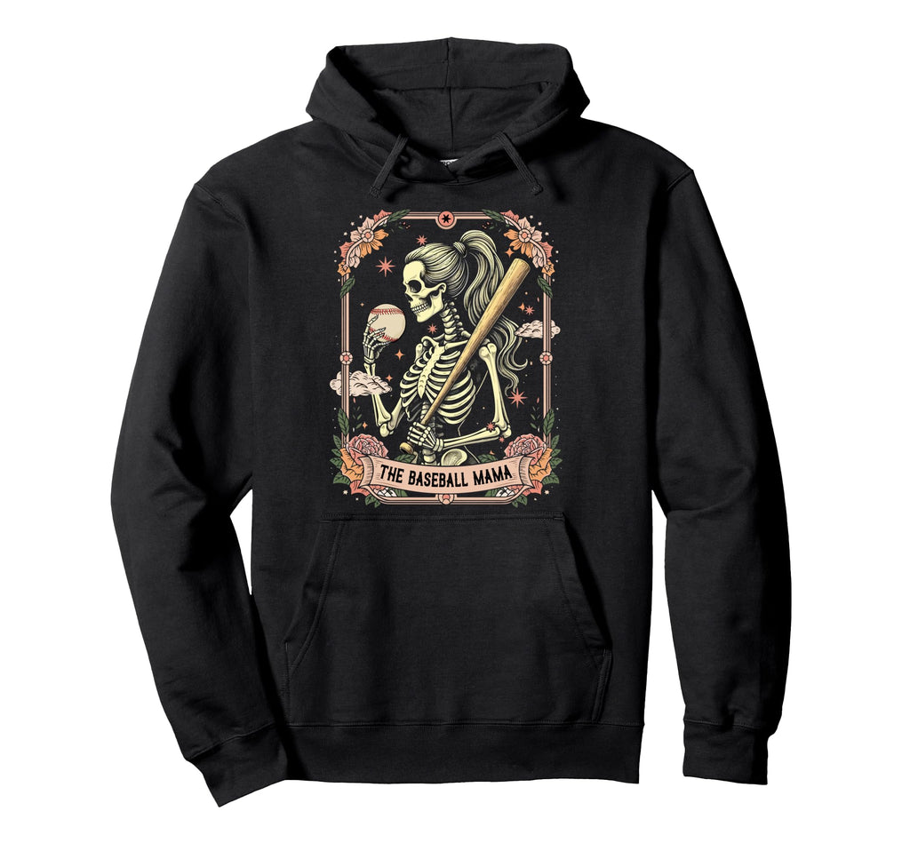 Baseball Player Mama Mothers Day Skeleton Hoodie - Custom Art Print Unisex - T-Shirt, Sweatshirt, Hoodie
