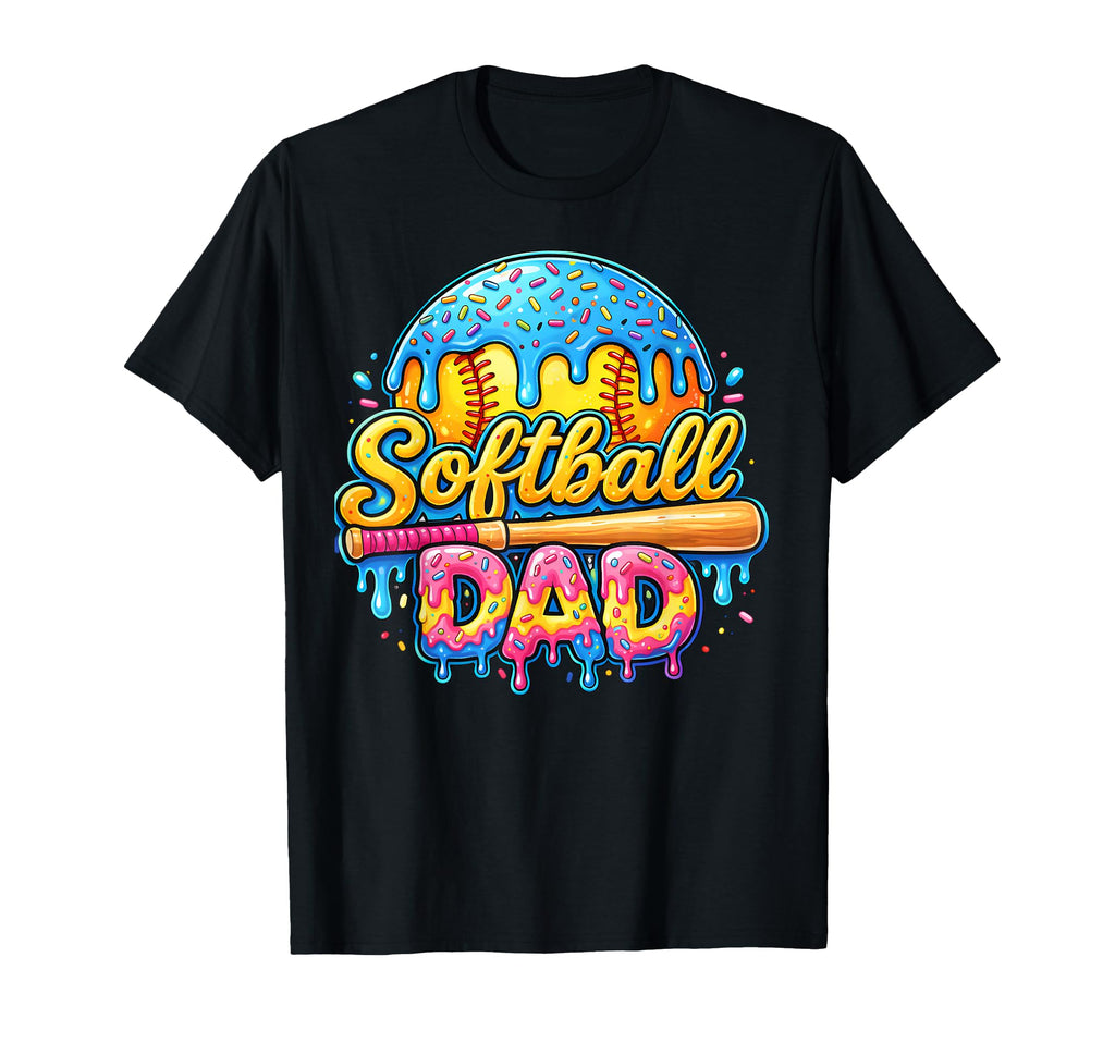 Ice Cream Drip Softball Dad Game T-Shirt - Aesthetic Graphic for Adults - T-Shirt, Sweatshirt, Hoodie