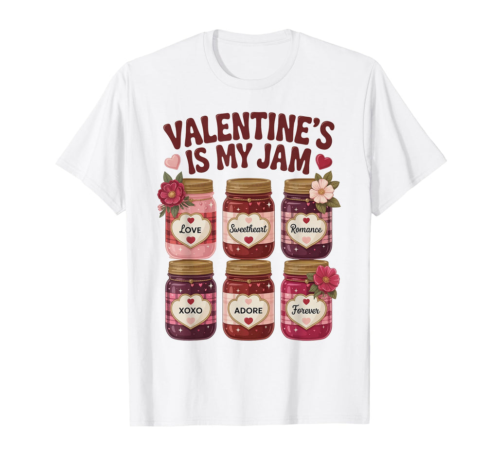 80S 90S Valentines Day Is My Jam Floral T-Shirt - Unique Graphic Men Women - T-Shirt, Sweatshirt, Hoodie