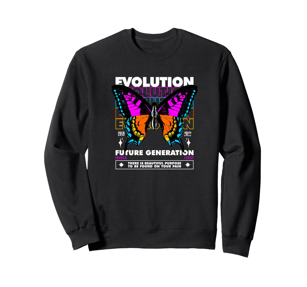 Butterfly Evolution Y2K Grunge Sweatshirt - Fun Novelty Design Unisex - T-Shirt, Sweatshirt, Hoodie